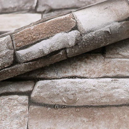 Abyssaly Brick Wallpaper Peel and Stick Faux Stone Brick Stick on Wallpaper 23.6" X 118" Thick Removable Wall Paper Contact Paper Self-Adhesive Home Decoration Fireplace Shelf Paper