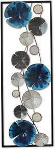 All American Collection Modern Chic Aluminum/Metal Wall Decor Frame | Blue & White Flowers