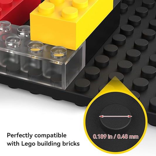 BlissBox 12-Pack Floating Shelves for Wall Compatible with Lego Building Bricks, 5x5.5inch Dual‑Sided 16x17 Studs for Toy Brick Storage and Display, ABS Display Shelves for Room Decor, Black
