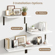 Fun Memories Floating Shelves for Wall, 12 Inch Deep Floating Shelves Set of 2, Wall Mounted Shelf with Metal Brackets, Rustic Wood Wide Shelf for Bathroom, Kitchen and Living Room, White, 24W x 12D
