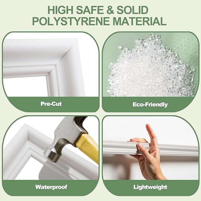 KESHWELL Premade Wall Panels Set of 6 Pcs,Wainscoting Panels for Interior Wall Decor Living Room Bedroom,Ready-to-Assemble Accent Wall Molding Kit For Home Decor,3X(54''x24''&24''x24''),1.69'' (Width)