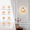 Vintage Battery Operated Wall Sconces with Remote, Amber Rechargeable Wireless Wall Sconces with Magnetic LED Bulbs, Indoor Shell Shaped Wall Lights for Living Room, Bedroom, Bedside, Doorway