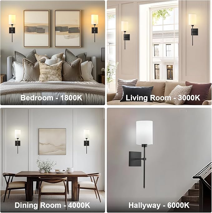 Battery Operated Wall Sconce Set of Two, Wireless Rechargeable Wall Light with Remote Control, Dimmable, 4 Color Temperatures, RGB, Timer, for Living Room,Bedroom,Entryway, Black, 20.6 Inch