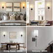 Battery Operated Wall Sconce Set of Two, Wireless Rechargeable Wall Light with Remote Control, Dimmable, 4 Color Temperatures, RGB, Timer, for Living Room,Bedroom,Entryway, Black, 20.6 Inch