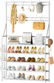 OYREL Shoe Rack 5 Tier Shoe Racks Organizer 20-25 Pairs Shoes Rack for Closet Entrance Shoe Storage Shelf with Hooks and Side Pocket Entryway Shoe Holder Space Saving Free Standing Shoe Racks