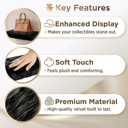 2 Pack Floating Shelves for Wall, Shelf with Fluffy Soft Black Shag Cover, Wall Mounted Shelves for Bedroom, Living Room, Suitable for storing valuable collectibles, bags, jewelry, high heels