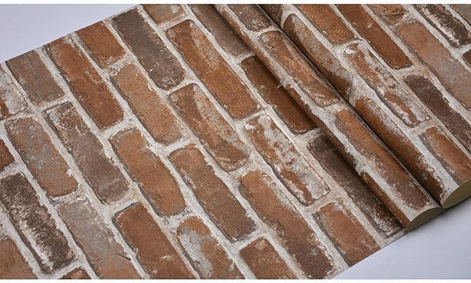 Okydoky Peel and Stick Wallpaper, Brown Brick Wallpaper for Home Decoration, Contact Paper Stick and Peel Backsplash, Vinyl Self Adhesive Wall Paper for House, Workshop&Office, 17.3"x236", C203-6