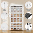 VTRIN Tall Shoe Rack with Cover, 10 Tier Shoe Organizer Storage for 50-55 Pairs Shoes and Boots Large Capacity Shoe Shelf with 8 Pockets Free Standing Shoe Rack for Closet, Entryway, Garage, White