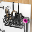 Hair Tool Organizer, 2026 Upgraded 3-in-1 Universal Hair Dryer Holder, Adjustable Height Metal Blow Dryer Holder Wall Mounted/Over Cabinet Door/Free-Standing (Black)