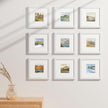 Vittanly 8x8 Picture Frames Set of 9, Shatter Resistant Plexiglass, Display 4x4 Pictures with Mat or 8x8 without Mat, Photo Frames for Wall Mount, Engineered Wood, White