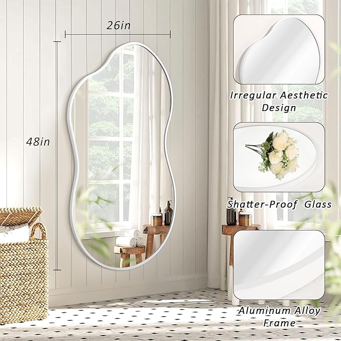JJUUYOU Mirrors for Wall Metal Framed Decorative Irregular Large Mirrors 26