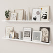 RICHFOCUS Picture Ledge Shelf, 48 inch Floating Shelves Set of 2, Wood Wall Shelves with Lip, Wall Decor Storage for Bedroom Living Room Bathroom Kitchen Nursery Photo Picture, White