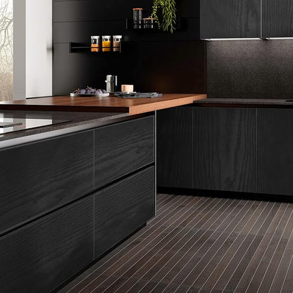 seonta Black Grain Wood Textured Wallpaper Vinyl Film Self Adhesive Wall Paper Removable Peel and Stick Contact Paper for Shelf Liner Countertop Desk Table Cabinets 16"x198"
