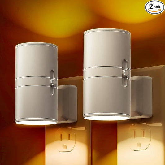 L LOHAS LED Night Light, Amber Nightlight, Dimmable Night Light 100LM, Light Sensor, Yellow Nightlight, Sleep Light for Kids, Soft & Warm Light for Bedroom, Hallway, Bathroom, 2 Pack