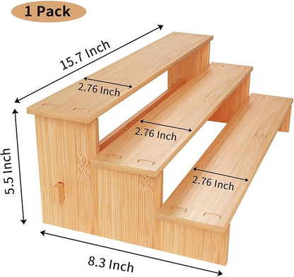 JinDoWin 3 Tiered Spice Rack Organizer for Cabinet,Spice Organization for Cabinet,Seasoning Organizer,Spice Shelf and Spice Organizer for Cabinet,Pantry Organizers and Storage (1 Pack, Medium)