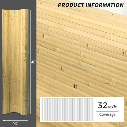 Art3d Natural Bamboo Wall Panel for Interior Wall Decor, Renewable Pole Wrap Wainscoting Paneling for Wall Ceiling Furniture Cabinet Office, 48 x 96 Inch, 2-Pack - Natural