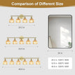 Vintage Bathroom Light Fixtures,5-Light Hardwired Vanity Lights with Amber Tulip Glass Shade,Gold Bathroom Vanity Light for Mirror Restroom,E26 Socket,33.46 in(Bulbs Not Included)