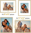 Vittanly 11x14 Picture Frame Set of 4, Display Pictures 8x10 with Mat or 11x14 without Mat, Gallery Wall Frame Set for Wall or Tabletop, Engineered Wood with Shatter Resistant Plexiglass, Natural