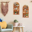 2 PCS Boho Wall Shelf with Screws, Wooden Rainbow Wall Shelves Mid Century Boho Arch Shelf, Boho Decor Shelves for Bathroom, Bedroom, Kitchen Decoraction and Storage (Wood-05)