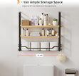Bathroom Shelves Over Toilet Storage - 3 Tier Large Wall Mounted Shelves for Bathroom - Over Toilet Organizer - Adjustable Stand Shelf Rack for Kitchen Living Room - Black Oak