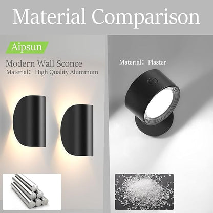 Aipsun Black Modern LED Wall Sconce Indoor Wall Lights 2 Packs Hardwired Up and Down Wall Mount Light for Living Room Bedroom Hallway Corridor Conservatory Warm White 3000K(with G9 Bulbs)