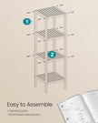SONGMICS 4-Tier Bamboo Shelf, Narrow Bathroom Shelf, Standing Towel Rack, Corner Rack, for Kitchen, Living Room, Bedroom, Entryway, Bathroom, Natural UBCB54Y