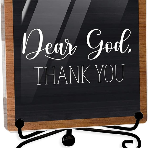 Modern Farmhouse Decor, Home Decor For Living Room, Boho Chic Aesthetic Shelf Decorations, Christian Dear God Acrylic Sign, Farmhouse Entryway Tv Stand Fireplace Coffee Table Decoration (15)