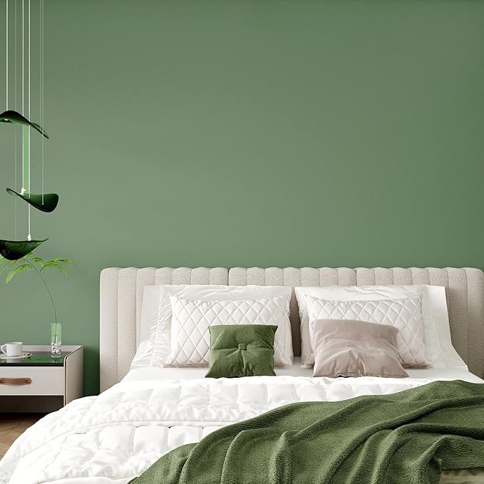 VEELIKE Vintage Sage Green Wallpaper Peel and Stick Thick Green Contact Paper for Cabinets Walls Countertops Waterproof 15.7''x354'' Green Removable Wallpaper for Bedroom Bathroom Kitchen Furniture