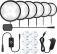 YGS-Tech LED Under Cabinet Lighting Kit, 1020 Lumens LED Puck Light, 5000K Daylight White, CRI90+, Touch Dimming, Black Trim All Accessories Included, for Kitchen, Closet Lights, Safe Light, 6-Pack