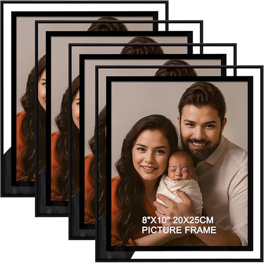 IZIDDO 8x10 Picture Frames Set of 4, Black Glass Photo Frame,for Wall Mount or Tabletop Standing,Gift Picture Frame, Horizontally or Vertically (8x10, Black)