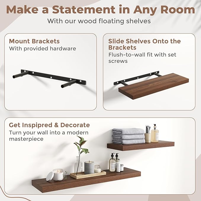 40 Inch Floating Shelves for Wall Set of 2, 8