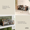 Umbra Bellwood Three-Tier Spice Shelf, Expandable Design Made of Durable Plastic and Wood, Black/Walnut