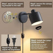 LIGHTESS Plug in Wall Sconces Set of 2 with Switch, 350° Rotatable Dimmable Corded Wall Sconce, Black Wall Lamps for Bedroom Living Room Hallway Kitchen Bedside (Bulb Not Included)