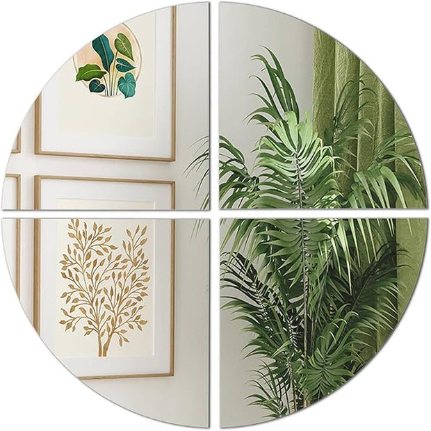 Americanflat Adhesive Mirror Tiles - Set of 4 Quarters Circle Mirrors for Wall and Home Decor - Peel and Stick Mirrors - Modern Glass Mirror for Bathroom, Bedroom, Living Room