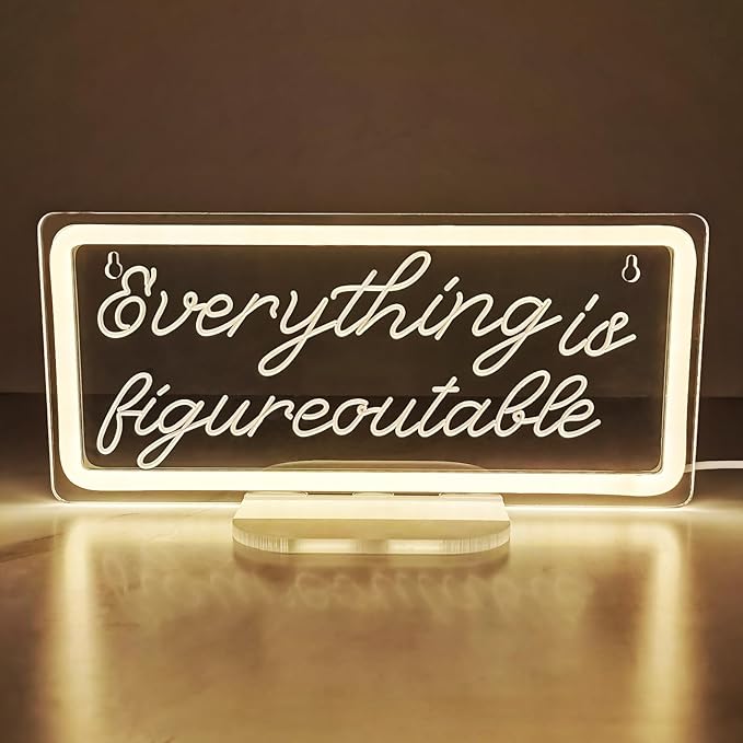 Everything is Figureoutable Sign,Home Office Decoration Sign,Office Wall Decor Inspirational Sign With Stand For Shelf Table,Home Cubicle,Cheer Up Gifts for Friends Coworker