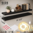 BAMEOS Floating Shelves with LED Light, Wall Mounted Wooden Shelves with Invisible Brackets, Set of 2, Hanging Wall Shelves for Bedroom, Bathroom, Living Room and Kitchen(31
