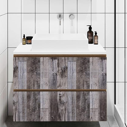 Yun-aeon Gray Wood Peel and Stick Wallpaper 17.3" X 200"Self Adhesive Wallpaper Backsplash Line Removable Wall Paper Bathroom Old Furniture Renovation Furniture