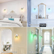 Set of 2 Crystal Battery Operated Wall Sconce,Rechargeable Wall Lamp with 5400mAh Battery & Remote Control, Modern Dimmable Wireless Wall Lights for Bedroom Bathroom (Green, Silver Base)