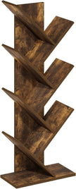 Furinno Tree Book Shelf, 7-Tier Bookshelf, Tree Bookcase for Room Decor, 8.4 x 15.7 x 39.4, for Living Room, Bedroom, Home Office, Amber Pine