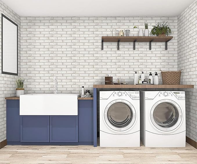 Timeet Brick Wallpaper Peel and Stick Wallpaper 3D Faux Brick Wallpaper Self Adhesive Brick Wall Paper Removable Wallpaper for Living Room Bedroom Decor Vinyl Roll 17.7