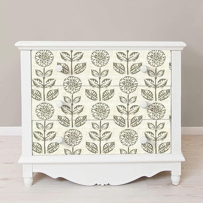 Wudnaye Floral Peel and Stick Wallpaper Vintage Tulip Floral Wallpaper 17.7in×118.1in Flower Farmhouse Contact Paper Peel and Stick Neutral Self Adhesive Removable Vinyl Wall Paper for Kitchen Bedroom
