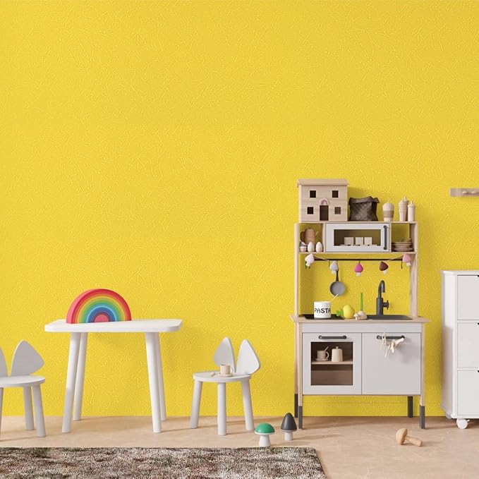 Abyssaly Yellow Wallpaper Peel and Stick Removable Wallpaper for Girls Bedroom Self Adhesive Embossed Silk Textured Contact Paper Modern Home Decorative Shelf Liner Paper 15.7