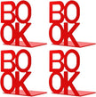 Book Ends - Decorative Metal Book Ends Supports for Bookrack Desk,Books, Unique Appearance Design,Heavy Duty (Red, 2 Pair)