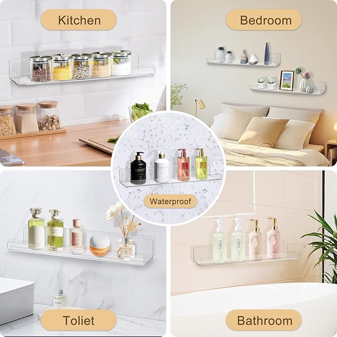Acrylic Floating Shelves for Wall 6 Pack, 15