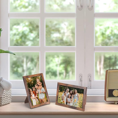 Hoikwo 18 Packs 4x6 Rustic Brown Multi Plastic Picture Frames Set with Plastic Cover for Family Photos, Artwork, Light Weight Bulk 4 by 6 Frames Pack for Wall Hanging and Table, Stylish Picture Frames