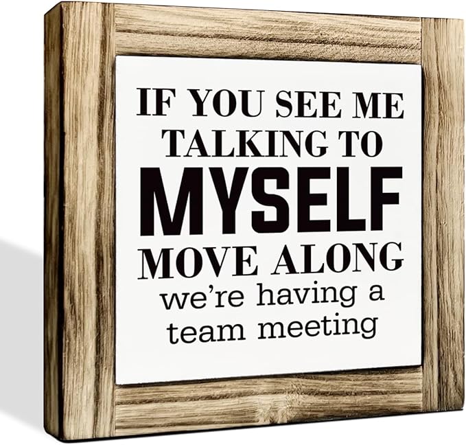 Rustic Office Meeting Sign - Wooden Desk Decor, 5.9 * 5.9 inches