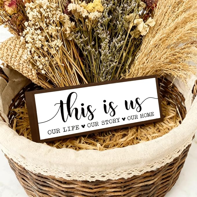 This is Us Sign, Our Story Our Home Sign, Rustic Framed Wooden Box Signs, Modern Farmhouse Home Decor, Living Room Decors, Kitchen Decor Art, Shelf Counter Tabletop Decoration, Housewarming Decors