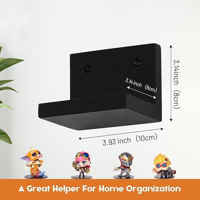 Small Floating Shelf for Wall Set of 6,Mini Shelves for Display Small Figurine,Plant,Collectibles,Wall Shelves for Bedroom Living Room Bathroom Kitchen Decor（Black）