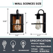 Farmhouse Wall Sconces Lamp Set of Two,Modern Industrial Wall Sconces Lighting Indoor with E26 Base Faux-Wood Color Matte Black Finish,Vintage Wall Mount Light Fixture for Bedroom Living Room Stairway