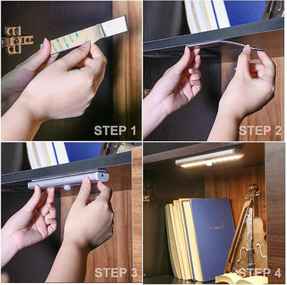LDOPTO Under Cabinet Lights Wireless with Remote Control Dimmable Battery Operated LED Closet Lights Stick-on Kitchen Lighting with Timer for Kitchen Shelf Hallway Stairs, Multiple Colors 4 Pack